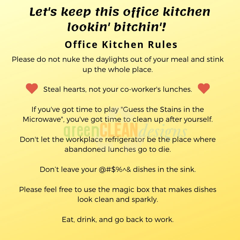 Office Kitchen Etiquette Funny Rules Greencleandesigns