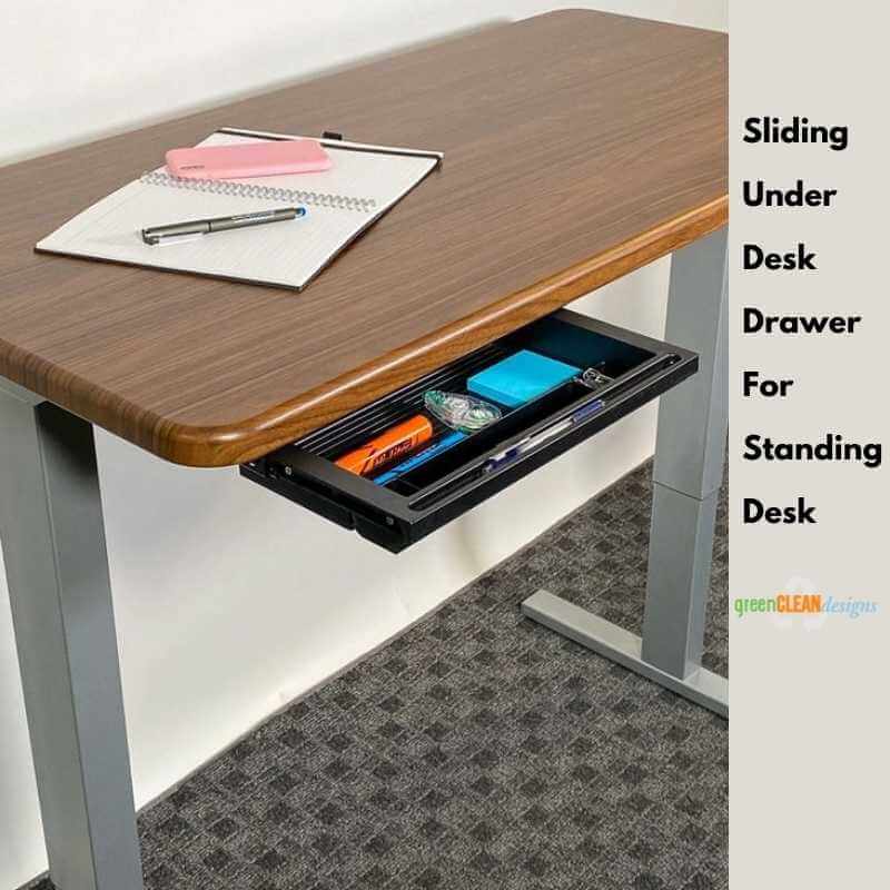 sliding under desk drawer storage for standing desk greencleandesigns