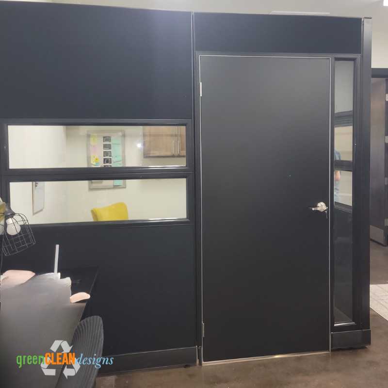 Black Office Cubicle with Door