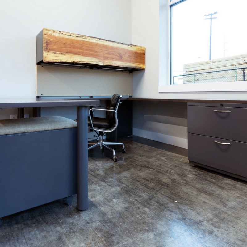 Industrial Office Space U shaped Desk Kansas City greencleandesigns.com