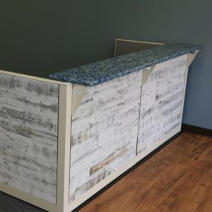 Shiplap Reception Desk Kansas City greencleandesigns.com