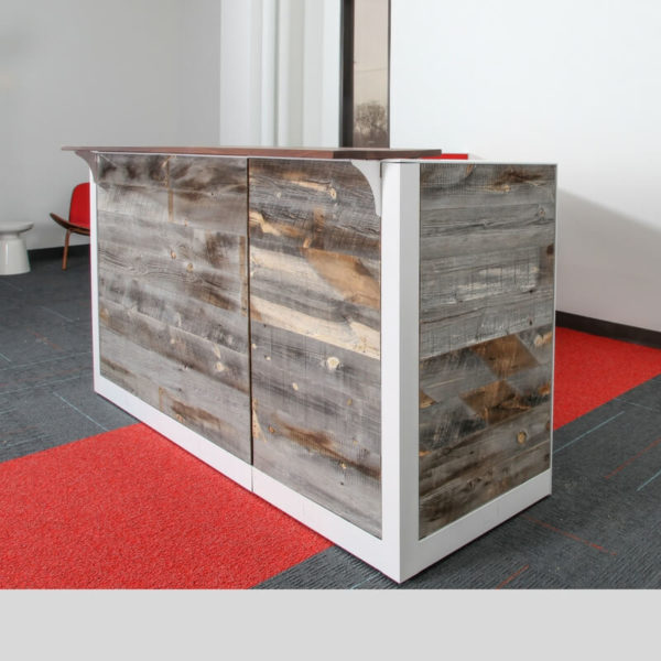 Barn Wood Reception Desk Green Clean Designs Front Office Desk
