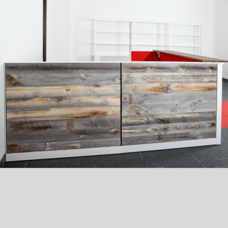 Barn Wood Reception Desk Green Clean Designs Front Office Desk