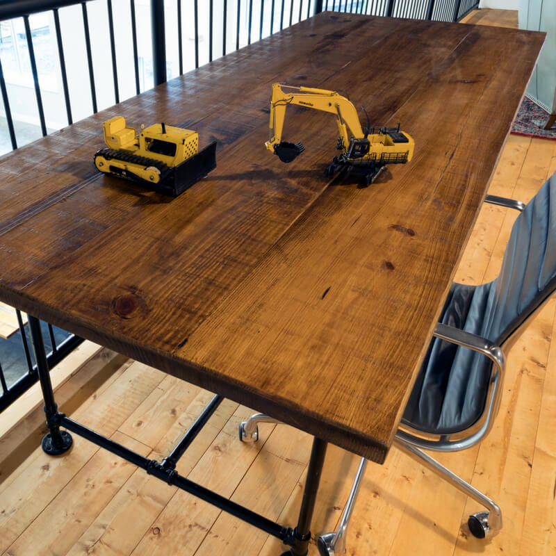 Wood Desk with pipe legs GreenCleanDesigns.com