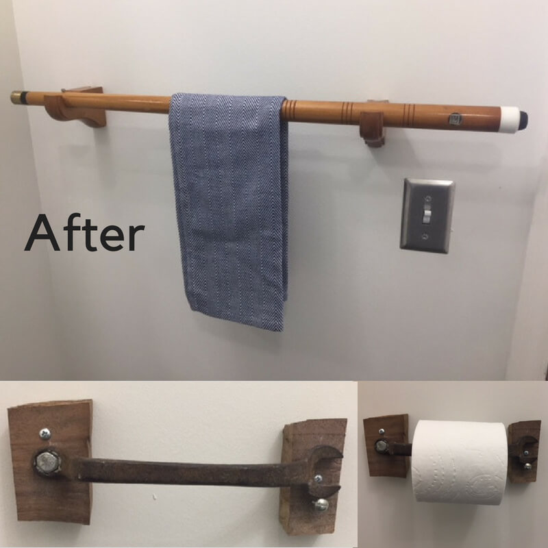 rustic bathroom decor reclaimed towel holder & toilet paper roll holder greencleandesigns.com