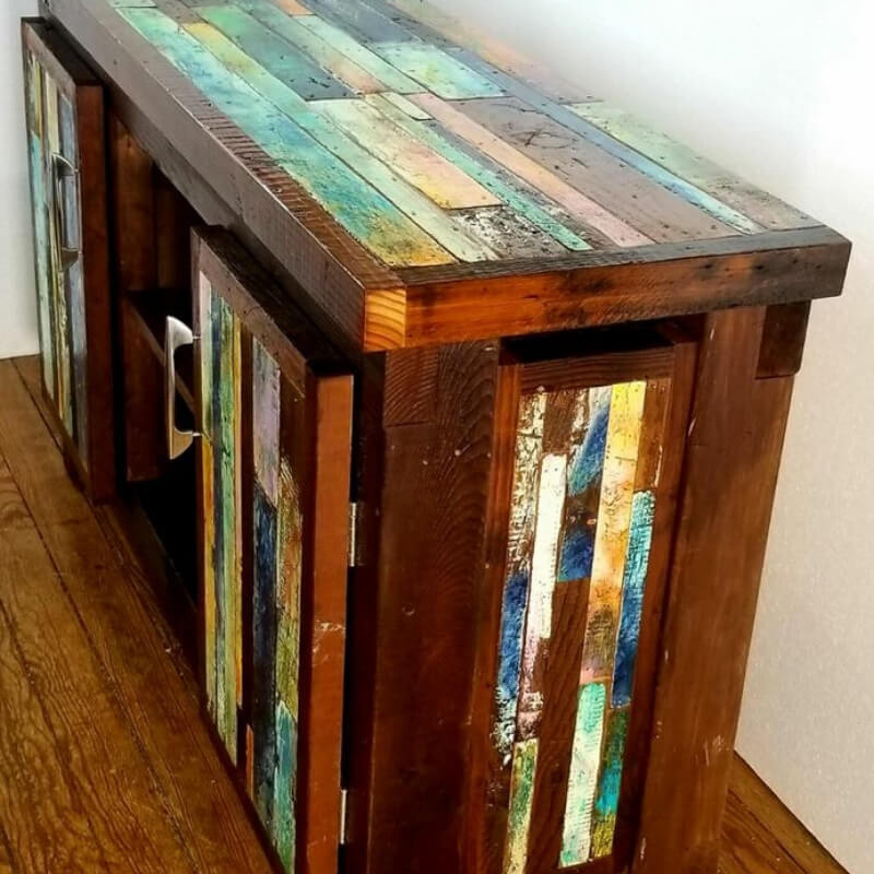 reclaimed wood storage cabinet