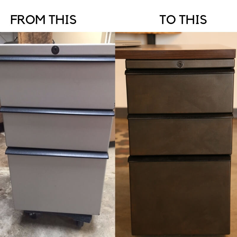 before and after of an office cabinet