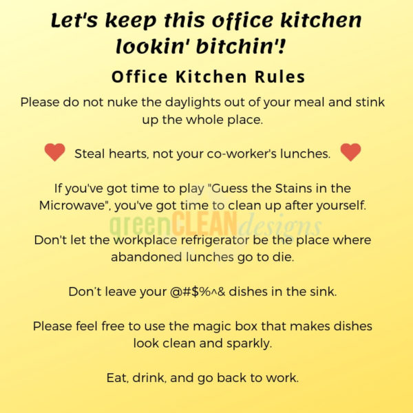 office kitchen etiquette greencleandesigns.com