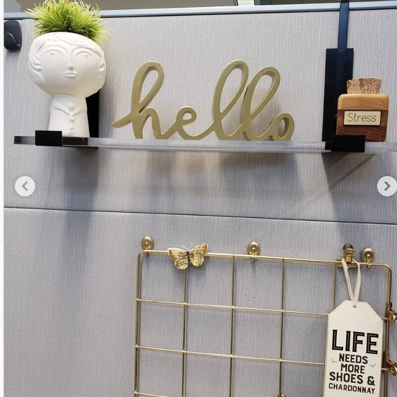 modern glam cubicle shelf  cubicle decor