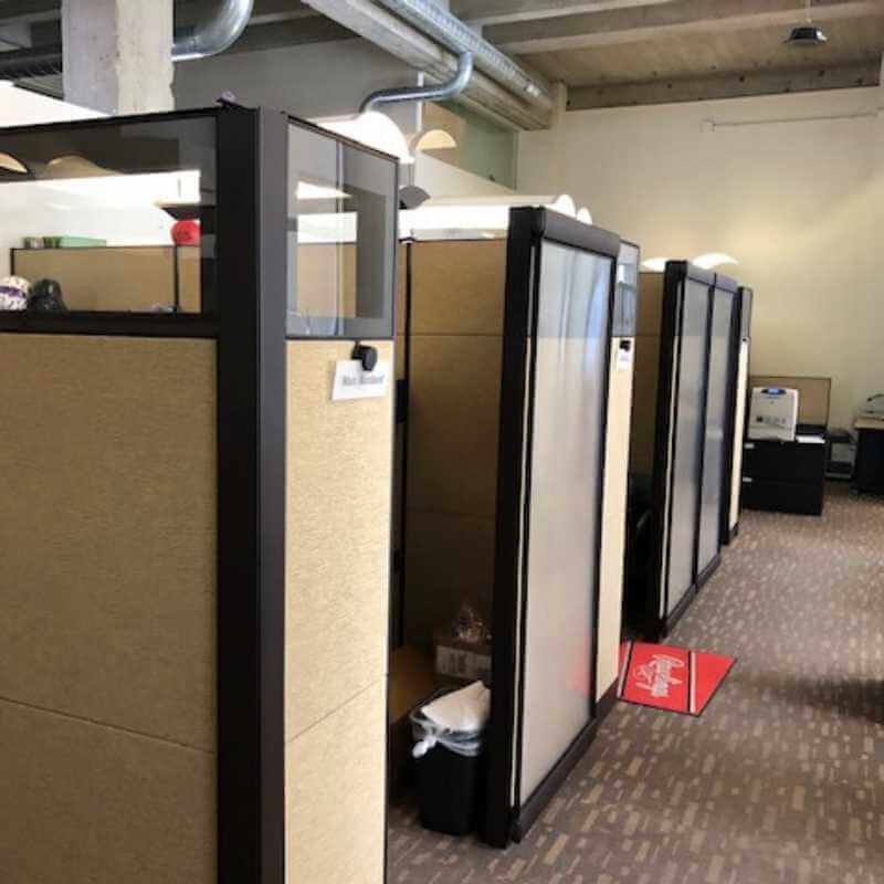 used large cubicles with sliding doors