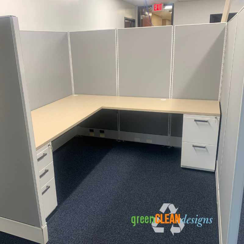 7x7 cubicles with tall panels for legal support staff in a Kansas City law office