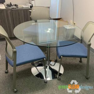 small round glass conference table 