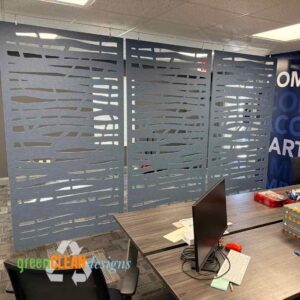 modern hanging office dividers installed in commercial office space